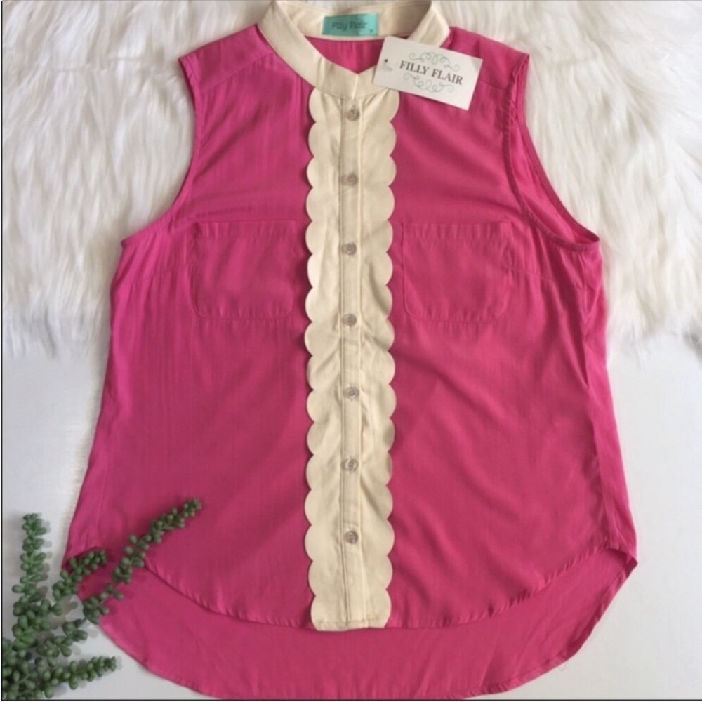 Filly Flair Button Up Sleeveless Top | Size Large
